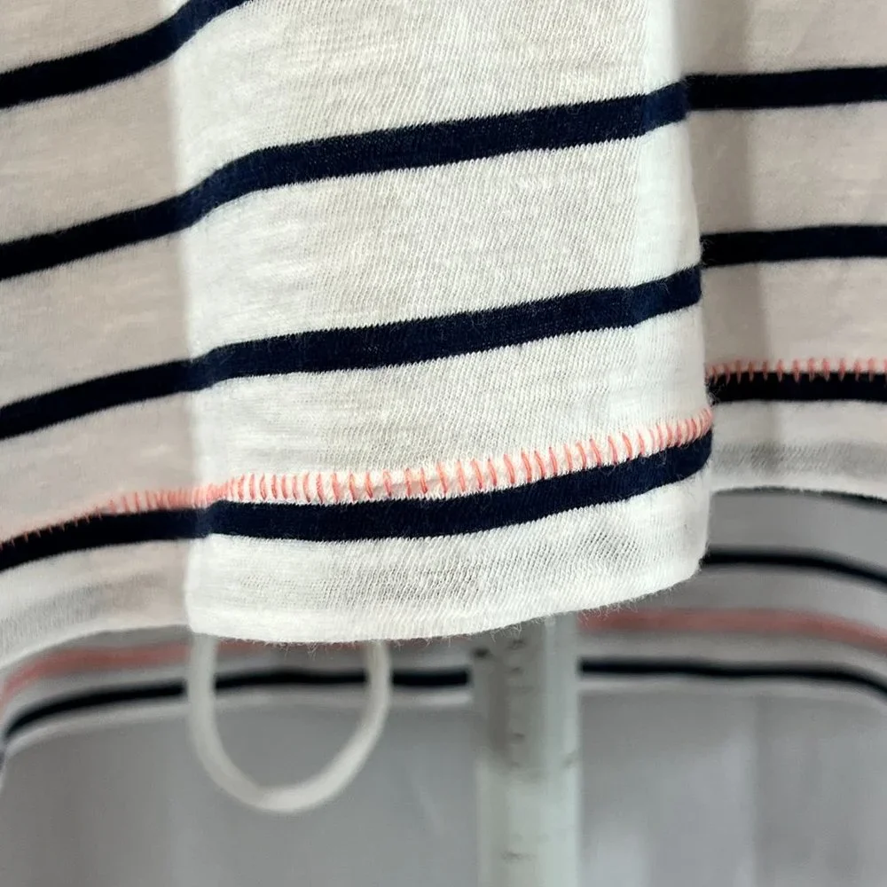 Vineyard Vines Surftee White & Navy Blue Stripes Orange Trim Top T-Shirt… - Picture 3 of 7
